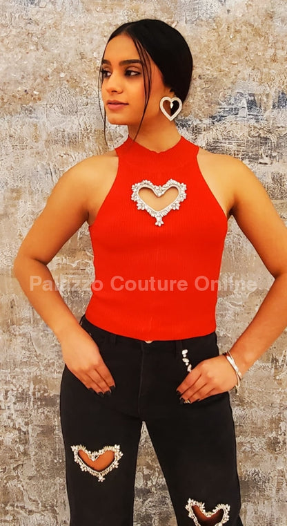 Lovely Heart Top( Red) S / Red Top