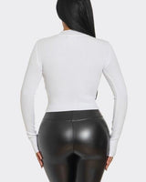 White heart cutout turtleneck for winter layering looks