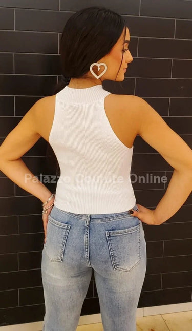 Lovely Heart White Knit Top – Cutout Turtleneck Style - stylish going out top