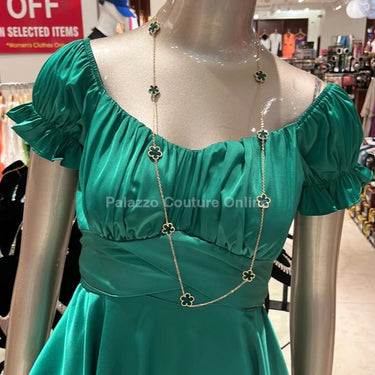 Be Loyal Long Necklace 36” (Green) - elegant piece by Palazzo Couture