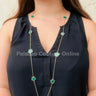 Be Loyal Long Necklace 36” (Green) for women - fashion jewelry by Palazzo Couture