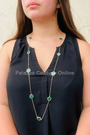 Be Loyal Long Necklace 36” (Green) for women - fashion jewelry by Palazzo Couture