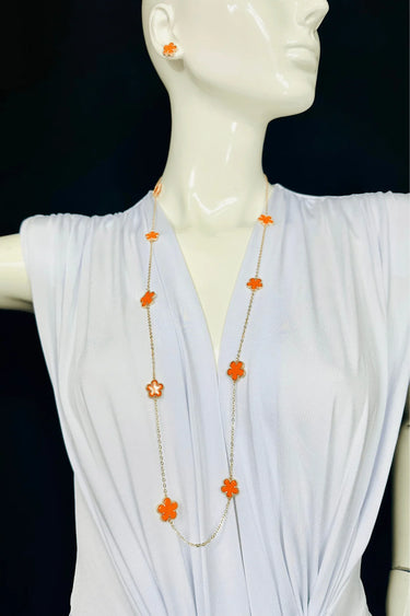 Be Loyal Long Necklace 36” (Orange) for women - fashion jewelry by Palazzo Couture