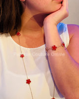 Be Loyal  Long Necklace 36” (Red) for women - fashion jewelry by Palazzo Couture