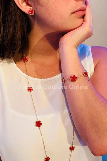 Be Loyal  Long Necklace 36” (Red) for women - fashion jewelry by Palazzo Couture