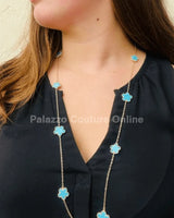 Be Loyal Long Necklace 36” (Turquoise) for women - fashion jewelry by Palazzo Couture