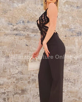 Luby Butterfly Lace Pant Set (Black) - Palazzo Couture Online
