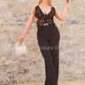 Luby Butterfly Lace Pant Set (Black) - Palazzo Couture Online