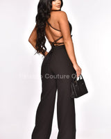 Luby Butterfly Lace Pant Set (Black) - Palazzo Couture Online