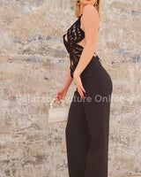 Luby Butterfly Lace Pant Set (Black) - Palazzo Couture Online