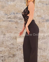 Shop Luby Butterfly Lace Pant Set (Black) online at Palazzo Couture Miami boutique