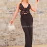 Luby Butterfly Lace Pant Set (Black) front view showing complete two piece pant set