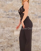 Elegant Black lace two piece pant set styled for going out