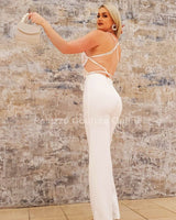 Luby Butterfly Lace Pant Set (White) - Palazzo Couture Online