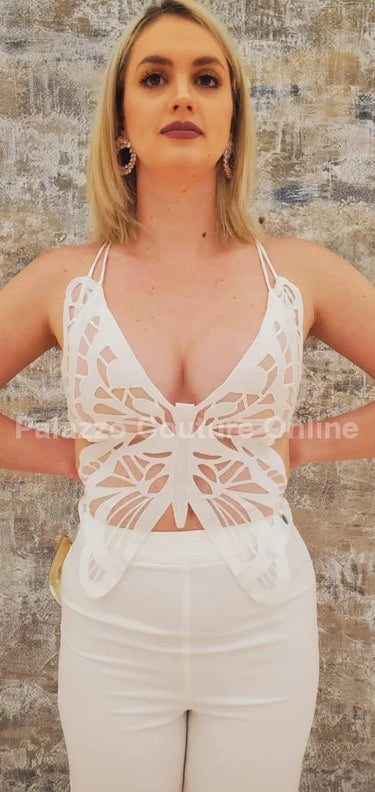 Women's White matching pant set from Palazzo Couture collection