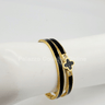 Lucky Clover Narrow Enamel Hinged Bangle Clover (Black) - Palazzo Couture Online