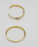 Lucky Clover Narrow Enamel Hinged Bangle Clover (White ) - elegant piece by Palazzo Couture