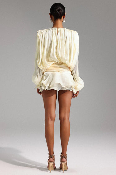 Lumière Drape Luxe Shorts Set - Tan - Palazzo Couture Online