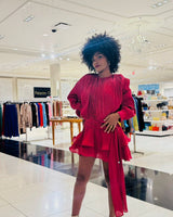 Lumière Drape Luxe Shorts Set - Wine - Palazzo Couture Online