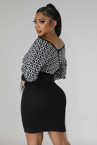 Lumina Babe Knit Midi Dress with Off-Shoulder V Neck showing dress construction and fit details
