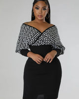 Lumina Babe Knit Midi Dress with Off-Shoulder V Neck front view showing mini dress silhouette