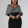 Lumina Babe Knit Midi Dress with Off-Shoulder V Neck front view showing mini dress silhouette