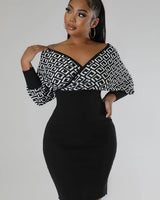 Elegant Shoulder V Neck off-shoulder mini dress on model styled for going out