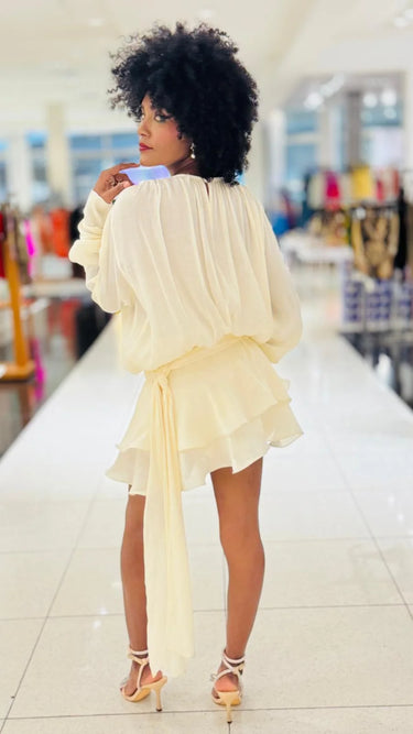 Women's Tan short set matching style back view