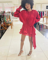 Lumière Drape Luxe Shorts Set - Wine showing coordinated top and shorts construction