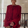 Lumière Drape Luxe Shorts Set - Wine front view showing complete two piece short set