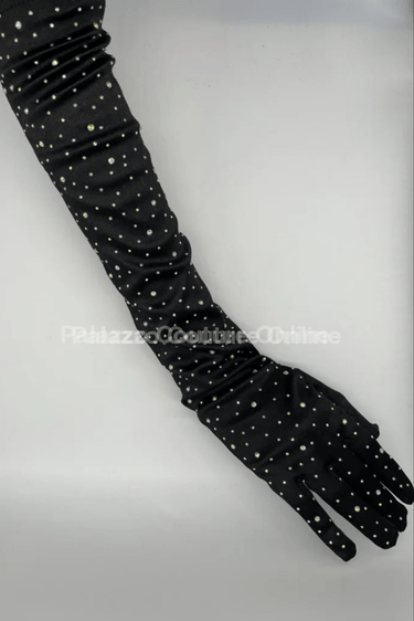 Lumix Gloves (Rhinestone Black) - Palazzo Couture Online