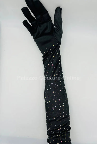Lumix Gloves (Rhinestone Black) - Palazzo Couture Online