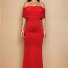 Luna Muse Off - Shoulder Maxi Dress - Red - Palazzo Couture Online