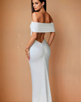 Luna Muse Off - Shoulder Maxi Dress - White - Palazzo Couture Online