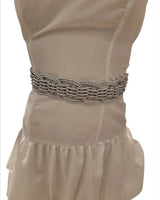 Luna Wave Elastic Waist Belt in Silver - stylish belt for dresses and outfits