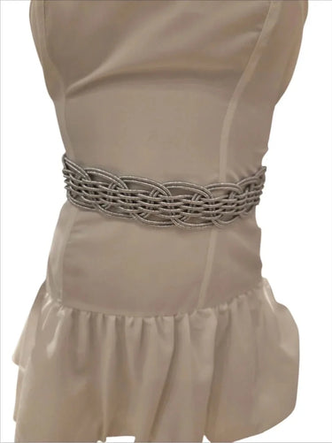 Luna Wave Elastic Waist Belt in Silver - stylish belt for dresses and outfits