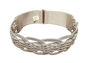 Luna Wave Elastic Waist Belt in Silver for women - fashion belt by Palazzo Couture