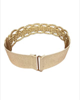 Luna Wave Gold Waist Belt with Braided Elastic Design - stylish belt for dresses and outfits