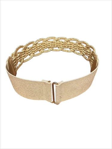 Luna Wave Gold Waist Belt with Braided Elastic Design - stylish belt for dresses and outfits