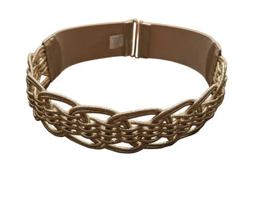 Luna Wave Gold Waist Belt with Braided Elastic Design for women - fashion belt by Palazzo Couture