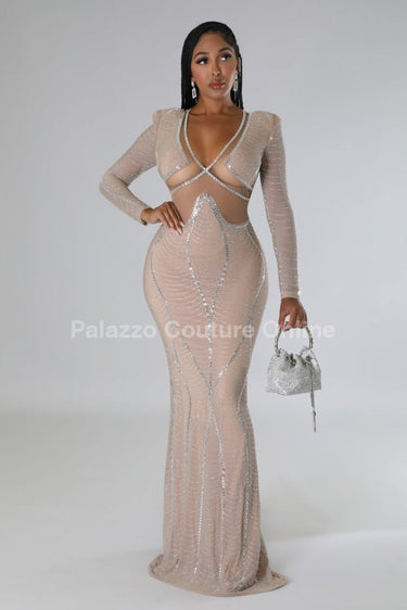Lurice Rhinestone Elegance Maxi Dress - Palazzo Couture Online