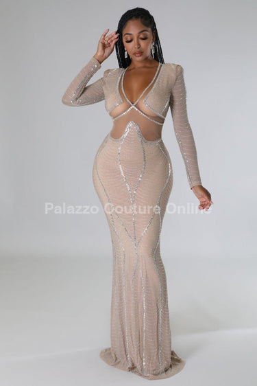 Lurice Rhinestone Elegance Maxi Dress - Palazzo Couture Online