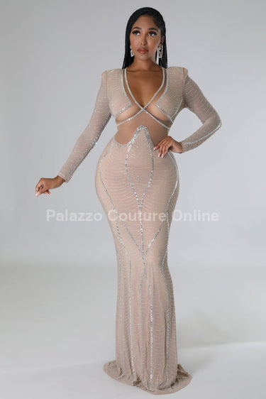 Lurice Rhinestone Elegance Maxi Dress - Palazzo Couture Online
