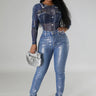 Lustrous Silver Jeans - Palazzo Couture Online