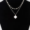 Double-layer clover necklace with gold chain and cream charm