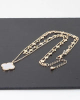Luxe Clover Double-Layer Clover Necklace in Gold Cream Finish - stylish accessory for every outfit
