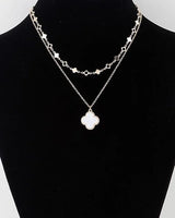 Luxe Clover Double-Layer Clover Necklace in Gold Cream Finish for women - fashion jewelry by Palazzo Couture