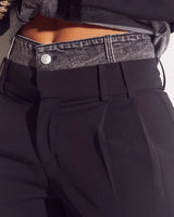 Elegant Black blazer two piece pant set styled for going out