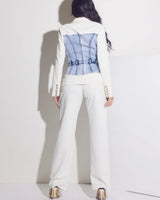 Women's Ivory pant set blazer style back view