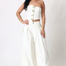 Luxe Denim Smocked Tube Top & Wide - Leg Pants Set - white - Palazzo Couture Online